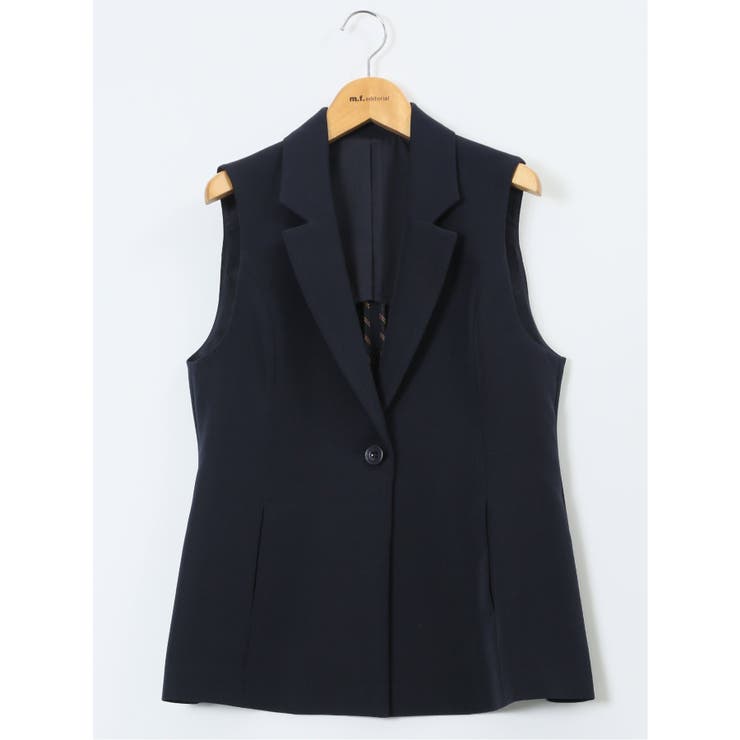 ダブルクロス ロングジレ 紺(セットアップ可能) | TAKA-Q WOMEN | 詳細画像11 