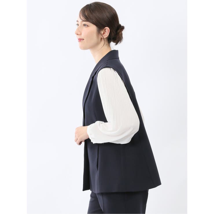 ダブルクロス ロングジレ 紺(セットアップ可能) | TAKA-Q WOMEN | 詳細画像2 