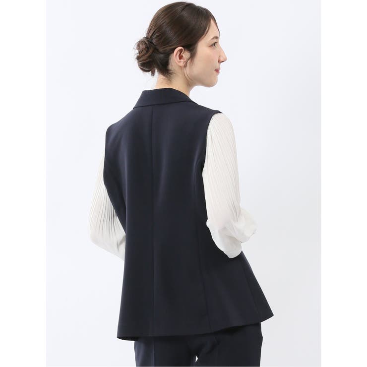 ダブルクロス ロングジレ 紺(セットアップ可能) | TAKA-Q WOMEN | 詳細画像3 