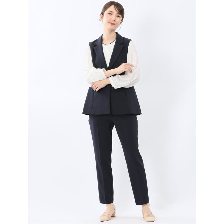 ダブルクロス ロングジレ 紺(セットアップ可能) | TAKA-Q WOMEN | 詳細画像5 