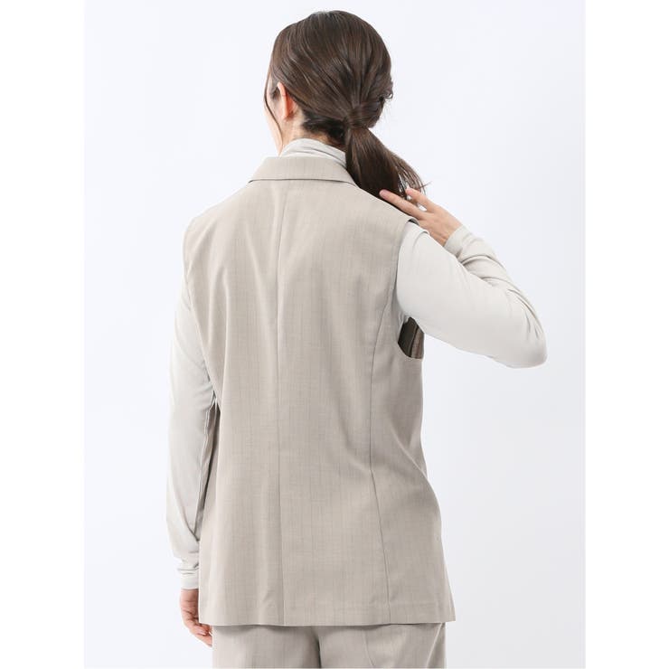 ビリーストライプ テーラードジレ ベージュ(セットアップ可能) | TAKA-Q WOMEN | 詳細画像3 