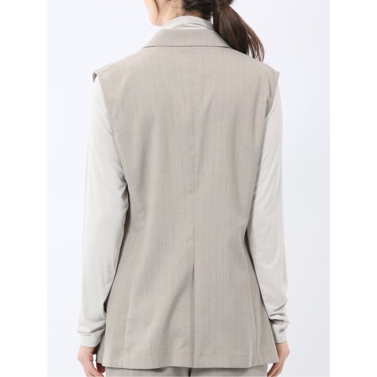 ビリーストライプ テーラードジレ ベージュ(セットアップ可能) | TAKA-Q WOMEN | 詳細画像8 