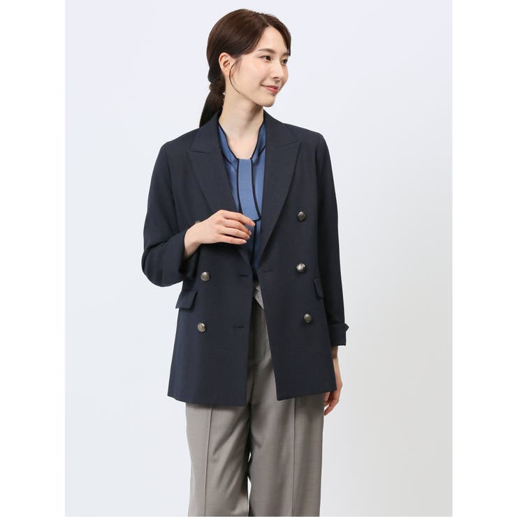 ウーリッシュ ダブルジャケット ピンドット紺(セットアップ可能) | TAKA-Q WOMEN | 詳細画像1 