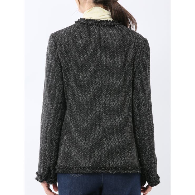 ファンシーツイード ノーカラージャケット 黒 | TAKA-Q WOMEN | 詳細画像8 