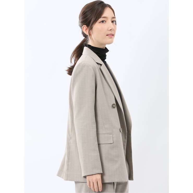 ビリーストライプ ダブルジャケット ベージュ(セットアップ可能) | TAKA-Q WOMEN | 詳細画像3 