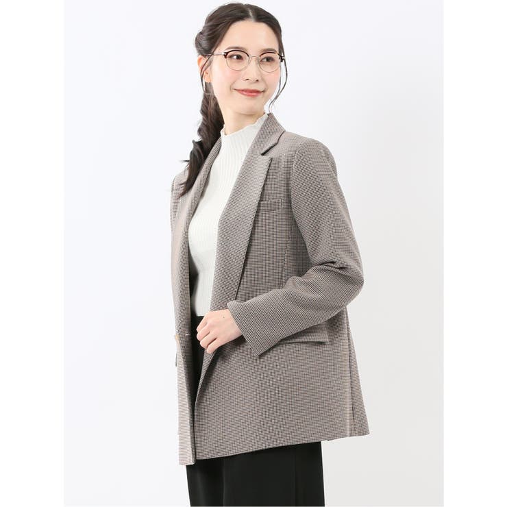 ストレッチウォッシャブル チェック柄 リラクシング ダブルジャケット | TAKA-Q WOMEN | 詳細画像2 