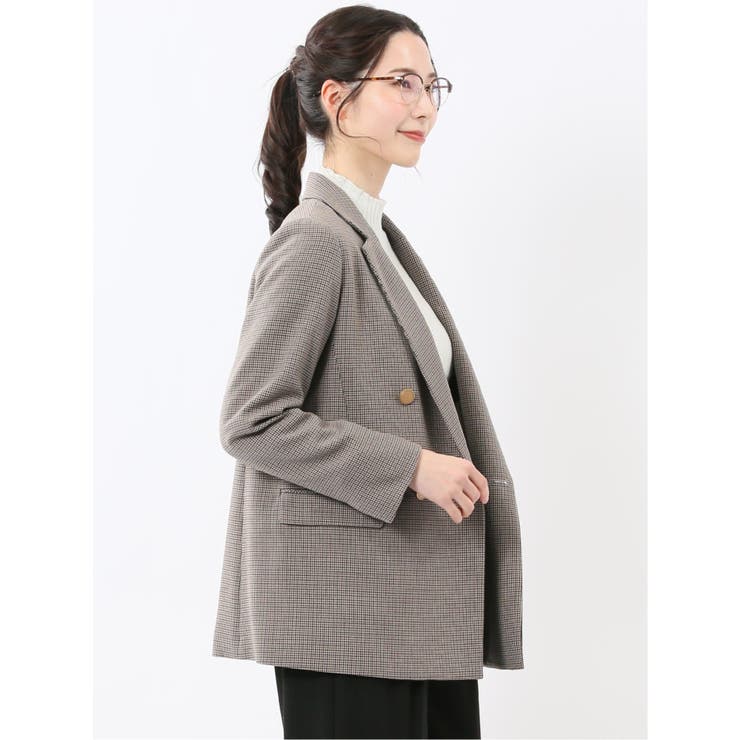 ストレッチウォッシャブル チェック柄 リラクシング ダブルジャケット | TAKA-Q WOMEN | 詳細画像4 