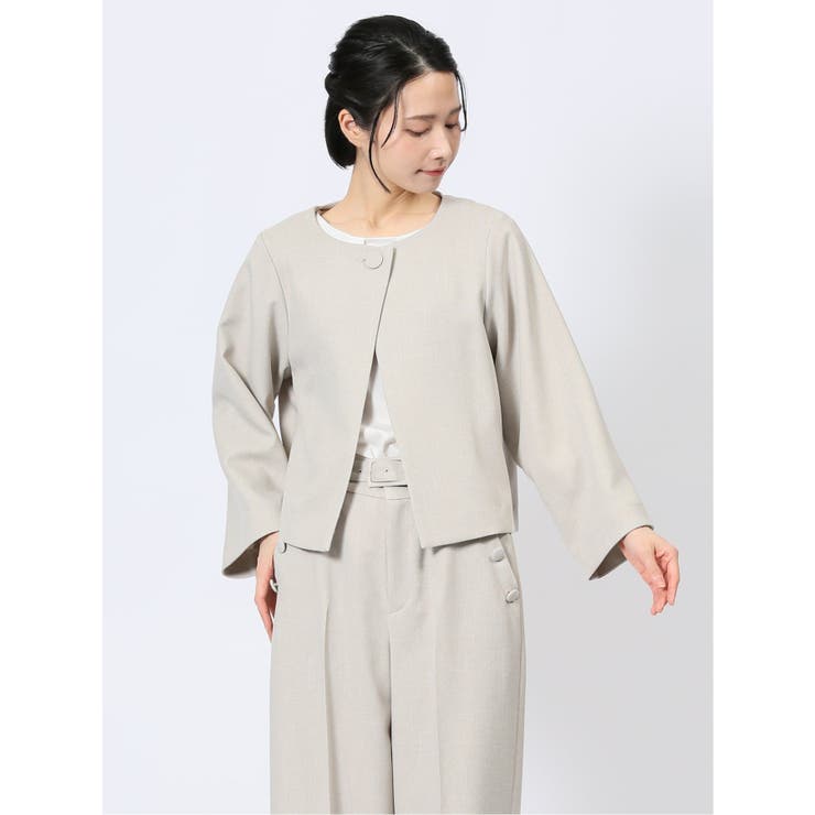 ストレッチウォッシャブル シャーク ノーカラージャケット | TAKA-Q WOMEN | 詳細画像1 