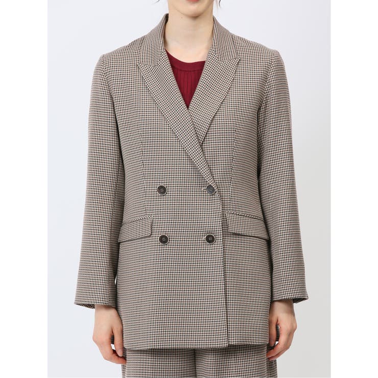 ストレッチウォッシャブル ガンクラブチェック柄 ダブルジャケット[品番：TKQJ0023210]｜TAKA-Q  WOMEN（タカキューウーマン）のレディースファッション通販｜SHOPLIST（ショップリスト）
