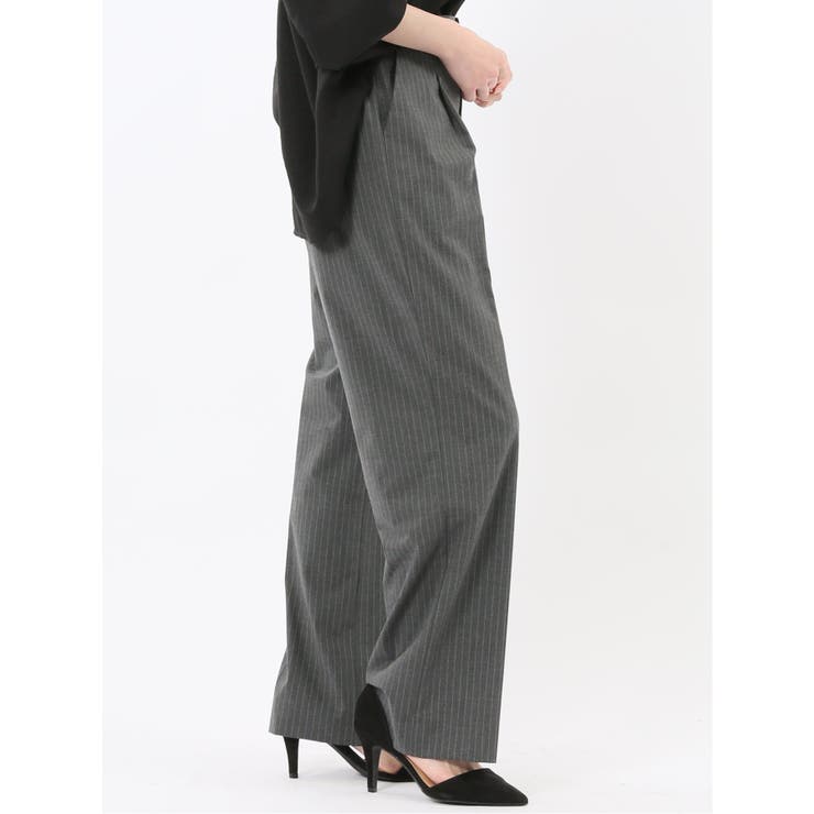 ストレッチウォッシャブル ピンスト タックワイドパンツ | TAKA-Q WOMEN | 詳細画像4 