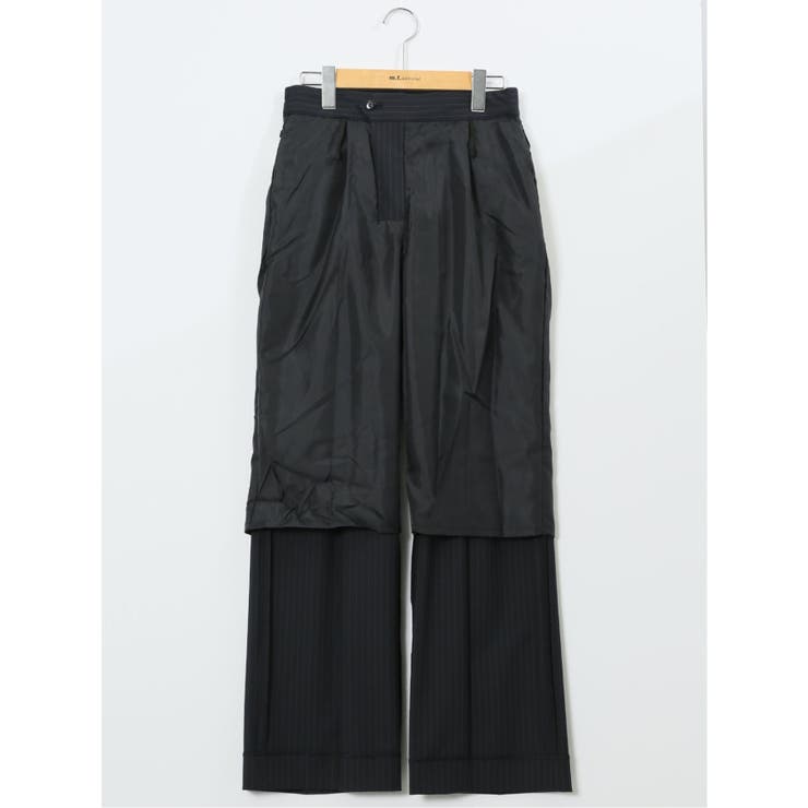 ストレッチウォッシャブル ピンスト タックワイドパンツ 紺(セットアップ可能) | TAKA-Q WOMEN | 詳細画像11 