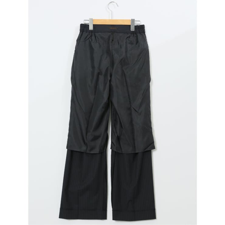 ストレッチウォッシャブル ピンスト タックワイドパンツ 紺(セットアップ可能) | TAKA-Q WOMEN | 詳細画像12 