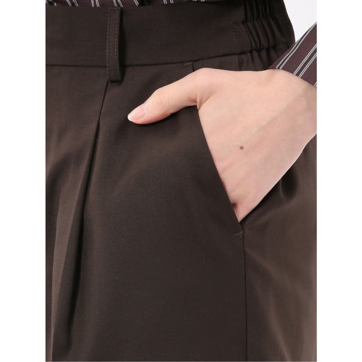 ウォッシャブル クリアツイル タックワイドパンツ こげ茶(セットアップ可能) | TAKA-Q WOMEN | 詳細画像8 