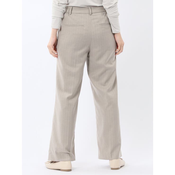 ビリーストライプ ワイドパンツ ベージュ(セットアップ可能) | TAKA-Q WOMEN | 詳細画像3 