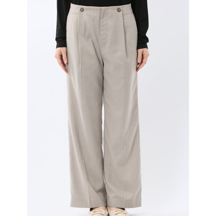 ビリーストライプ ワイドパンツ ベージュ(セットアップ可能) | TAKA-Q WOMEN | 詳細画像7 
