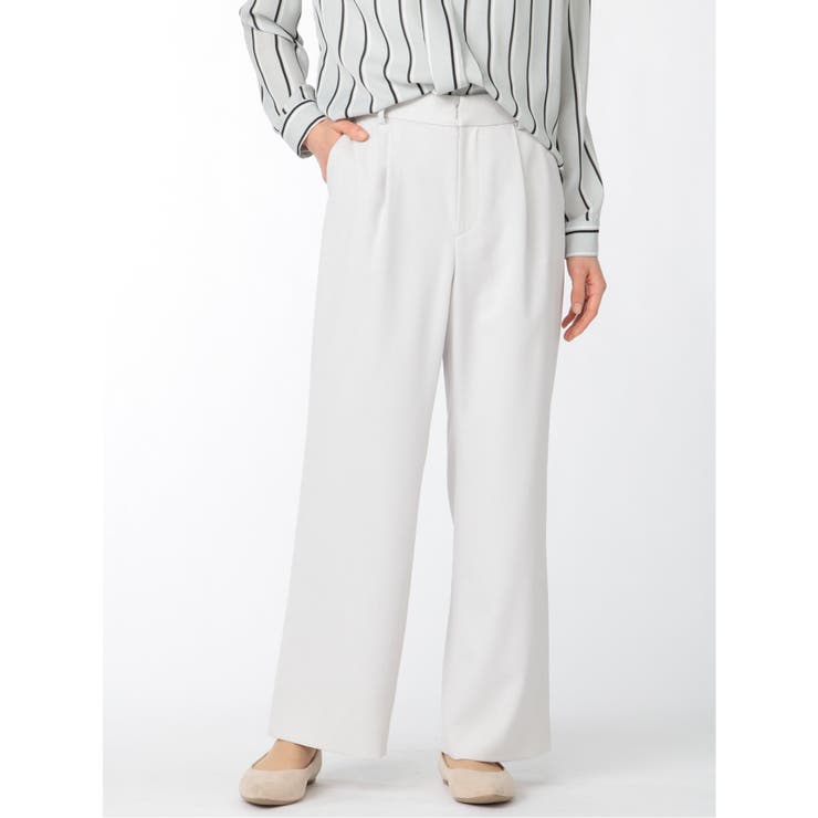 麻調合繊 セットアップ ワイドパンツ ライトグレー | TAKA-Q WOMEN | 詳細画像1