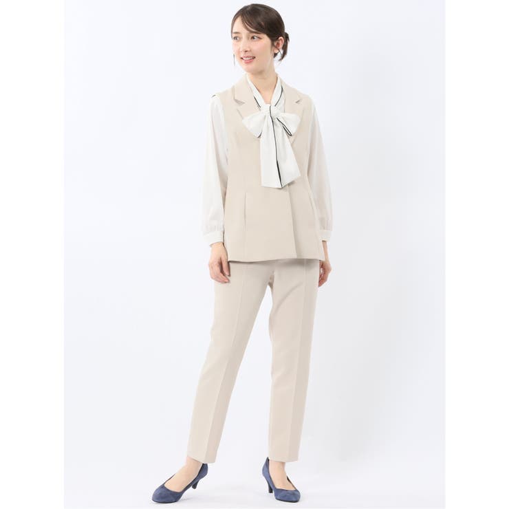 ダブルクロス テーパードパンツ ベージュ(セットアップ可能) | TAKA-Q WOMEN | 詳細画像6 