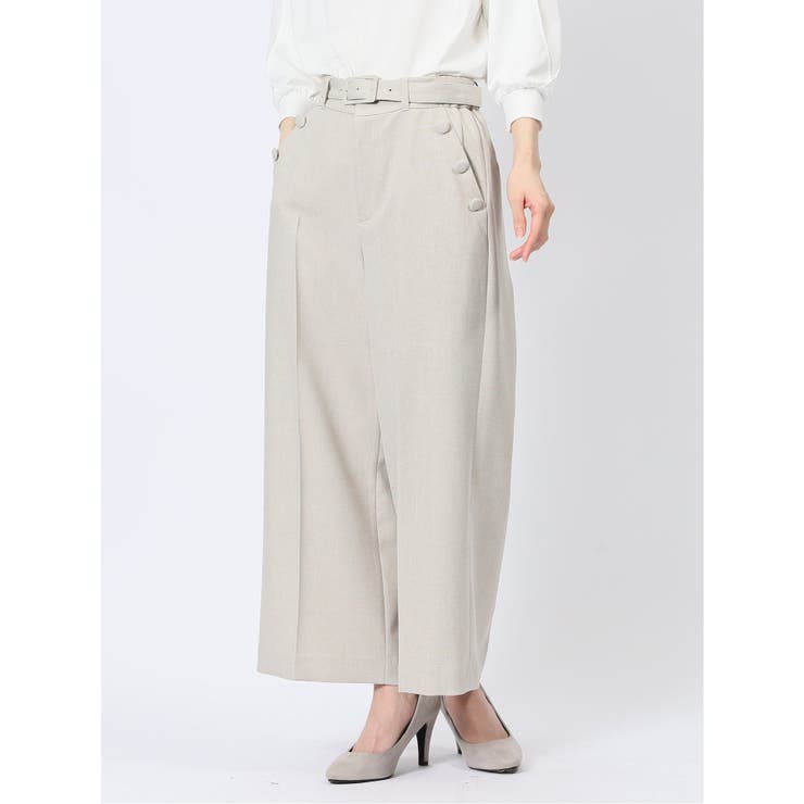 ストレッチウォッシャブル シャーク ワイドパンツ ベージュ(セットアップ可能) | TAKA-Q WOMEN | 詳細画像1 