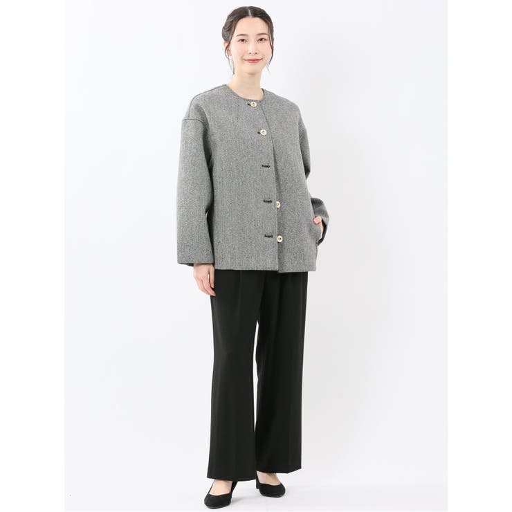 ツイード調ボンディング ノーカラーブルゾン | TAKA-Q WOMEN | 詳細画像15 