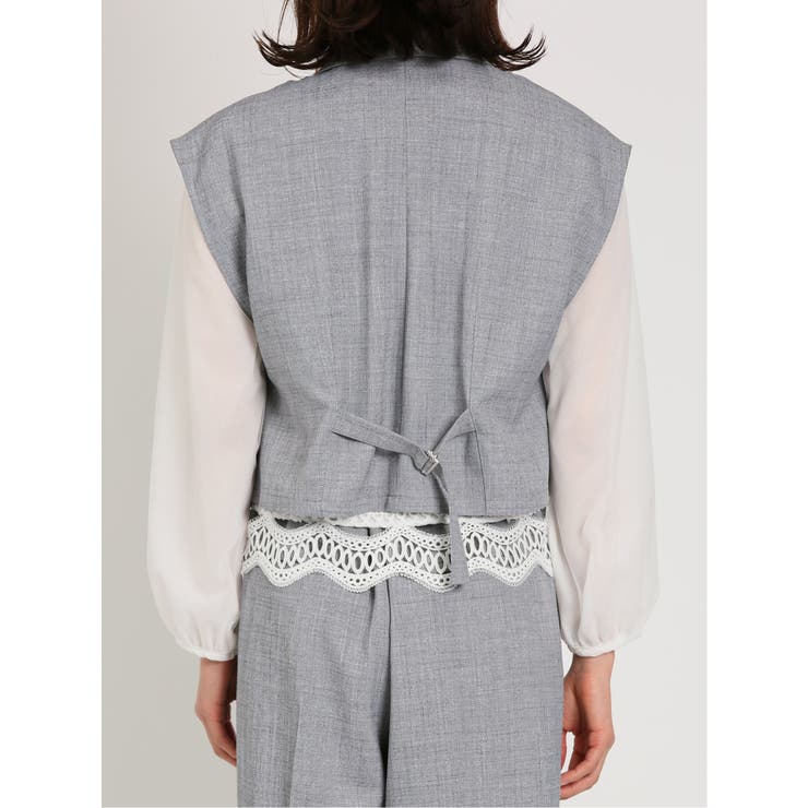 リネン風シャンブレー ショートジレ(セットアップ可能) | TAKA-Q WOMEN | 詳細画像7 