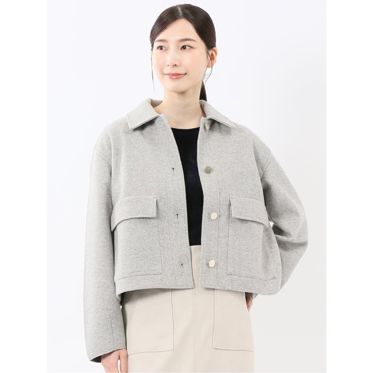 03ライトグレー | 起毛 ショートブルゾン | TAKA-Q WOMEN