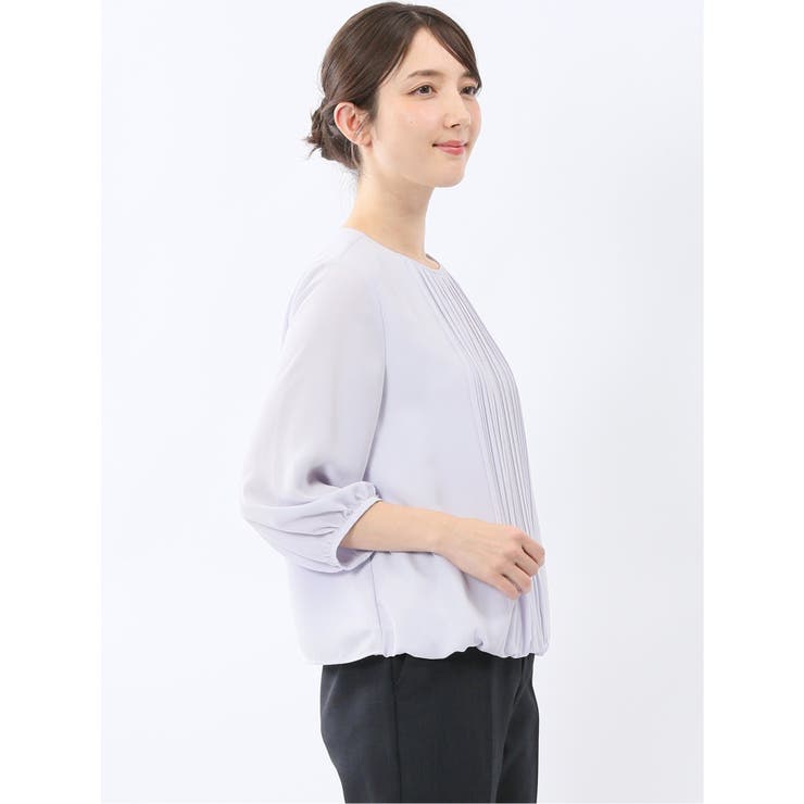 消しプリーツ 7分袖プルオーバーブラウス | TAKA-Q WOMEN | 詳細画像2 