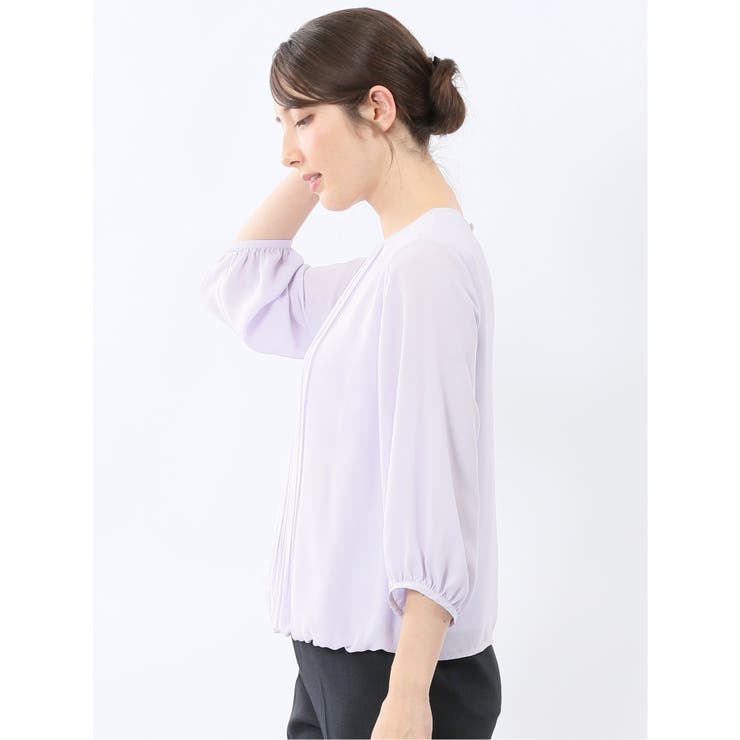 消しプリーツ 7分袖プルオーバーブラウス | TAKA-Q WOMEN | 詳細画像4 