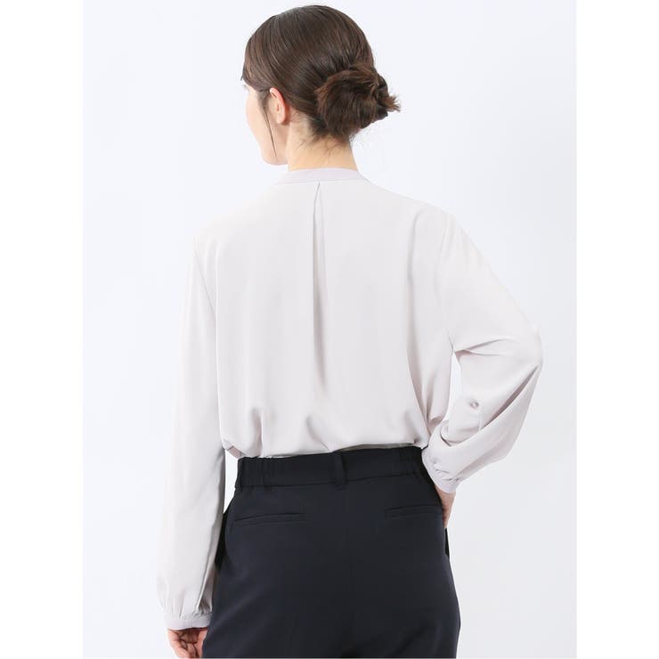 バンドカラー配色 比翼 長袖ブラウス | TAKA-Q WOMEN | 詳細画像12 
