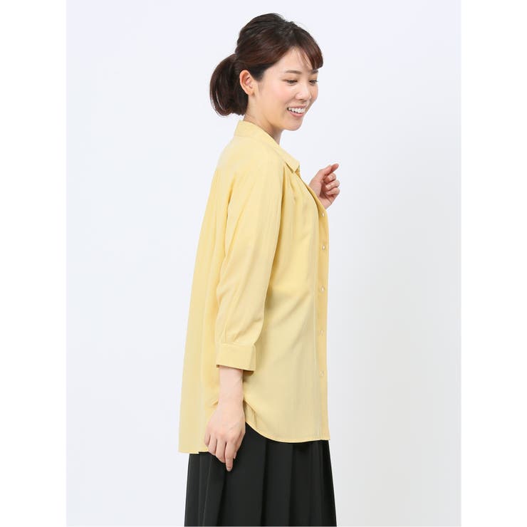 脇タック前開き スキッパーシャツチュニック[品番：TKQJ0022601