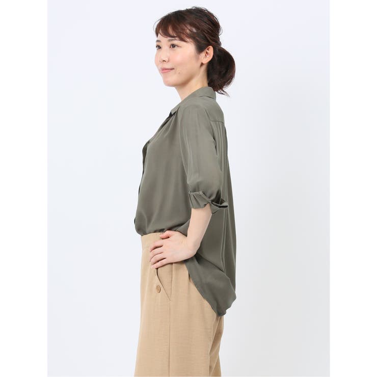 【人気投票 】ハイブランド人気ランキング！ 脇タック前開き スキッパーシャツチュニック[品番：TKQJ0022601 トップス