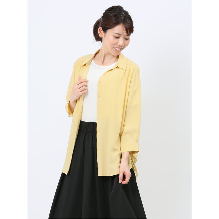 ネットオフ 送料得店  脇タック前開き スキッパーシャツチュニック[品番：TKQJ0022601 チュニック