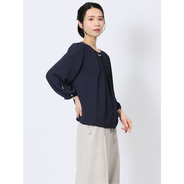 ネックレス付き 8分袖プルオーバーブラウス | TAKA-Q WOMEN | 詳細画像15 