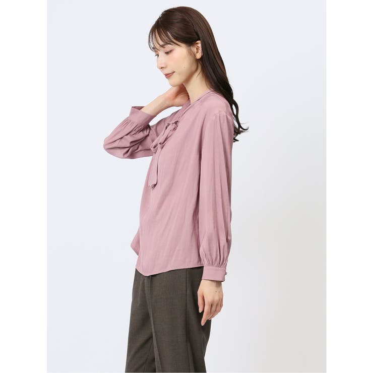 ビンテージサテン リボンタイ 長袖プルオーバーブラウス | TAKA-Q WOMEN | 詳細画像14 