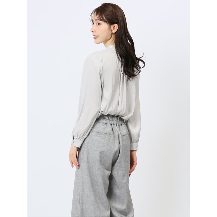 ビンテージサテン リボンタイ 長袖プルオーバーブラウス | TAKA-Q WOMEN | 詳細画像3 