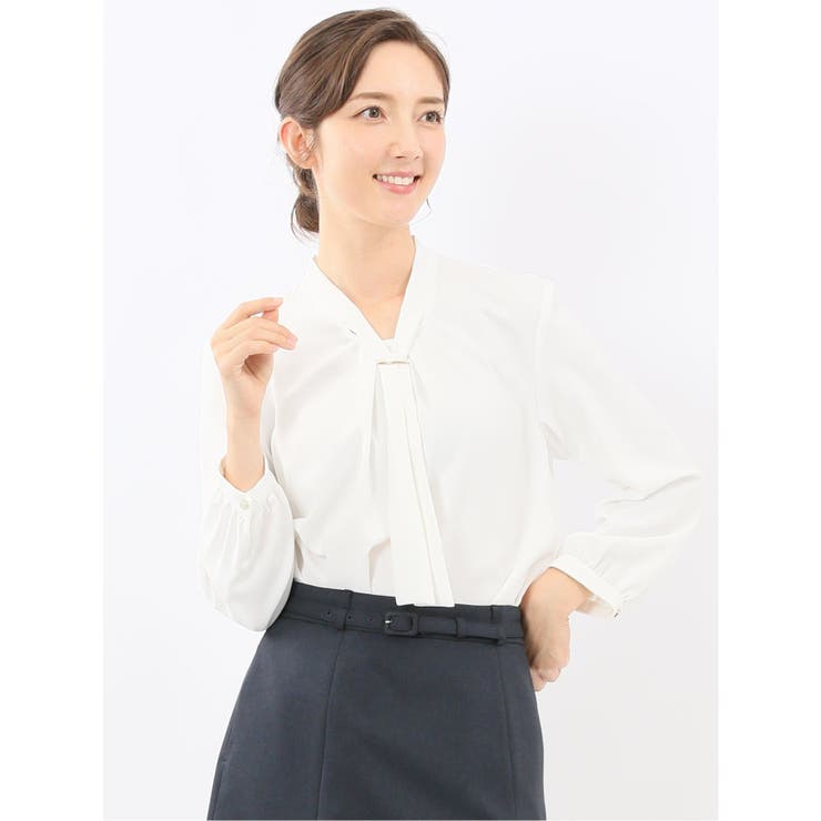 ボウタイ 長袖プルオーバーブラウス | TAKA-Q WOMEN | 詳細画像1 