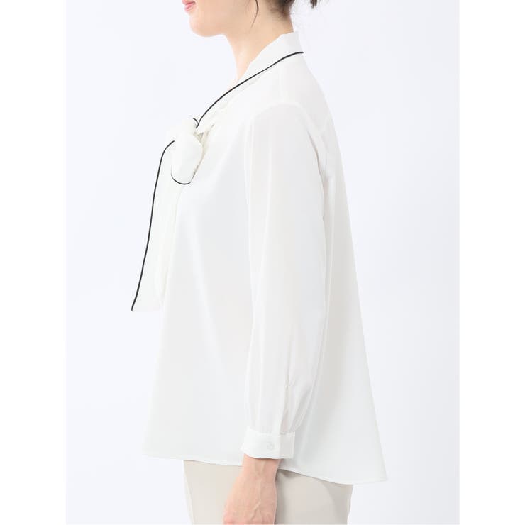 ストレッチ 配色ボウタイ 長袖ブラウス | TAKA-Q WOMEN | 詳細画像21 