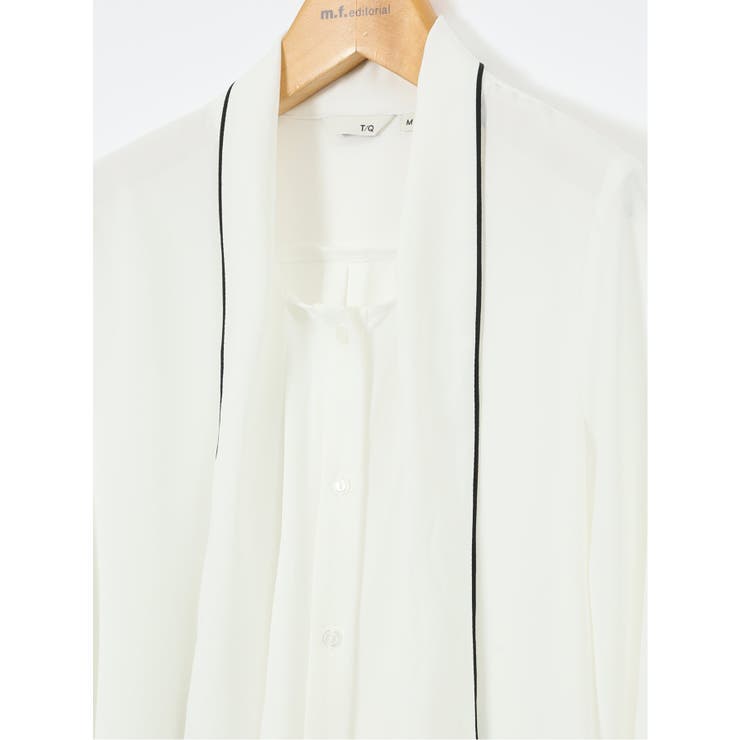 ストレッチ 配色ボウタイ 長袖ブラウス | TAKA-Q WOMEN | 詳細画像4 