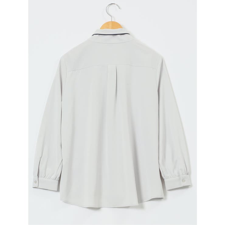 ストレッチ 配色ボウタイ 長袖ブラウス | TAKA-Q WOMEN | 詳細画像7 