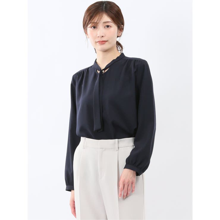 パールボウタイ 長袖プルオーバーブラウス | TAKA-Q WOMEN | 詳細画像1 