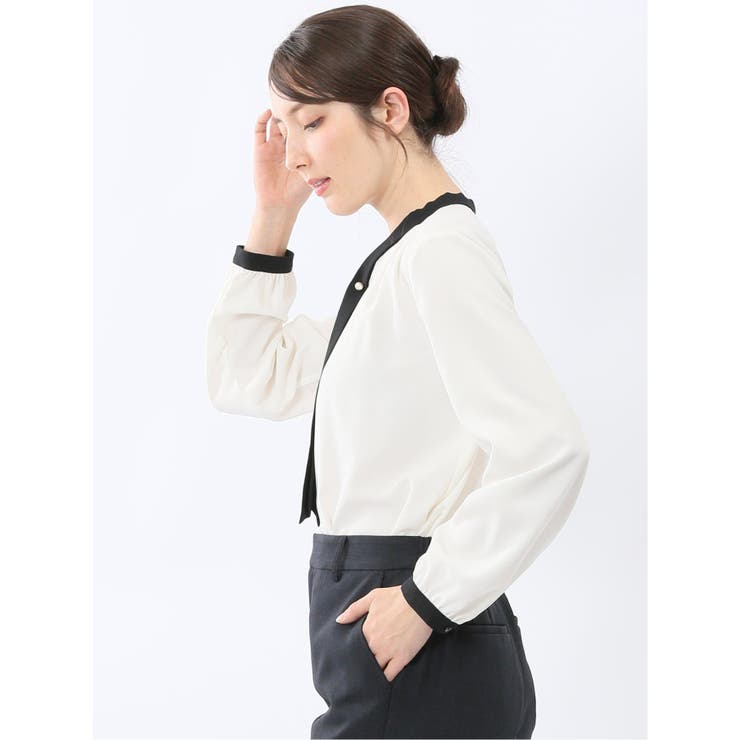 パールボウタイ 長袖プルオーバーブラウス | TAKA-Q WOMEN | 詳細画像16 