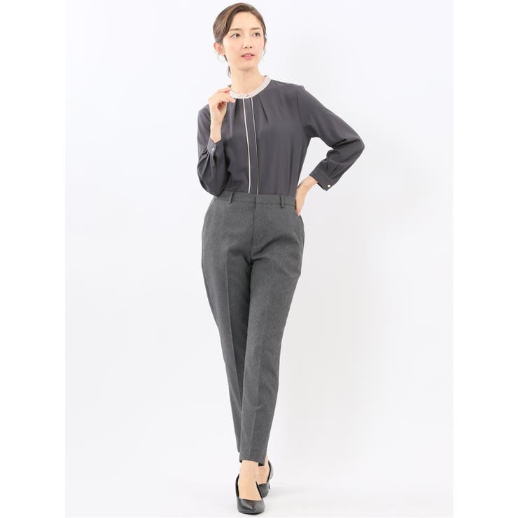 バンドカラー配色 比翼 長袖ブラウス | TAKA-Q WOMEN | 詳細画像14 