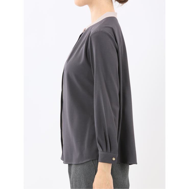 バンドカラー配色 比翼 長袖ブラウス | TAKA-Q WOMEN | 詳細画像16 