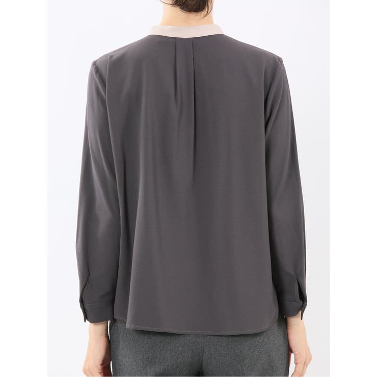 バンドカラー配色 比翼 長袖ブラウス | TAKA-Q WOMEN | 詳細画像17 