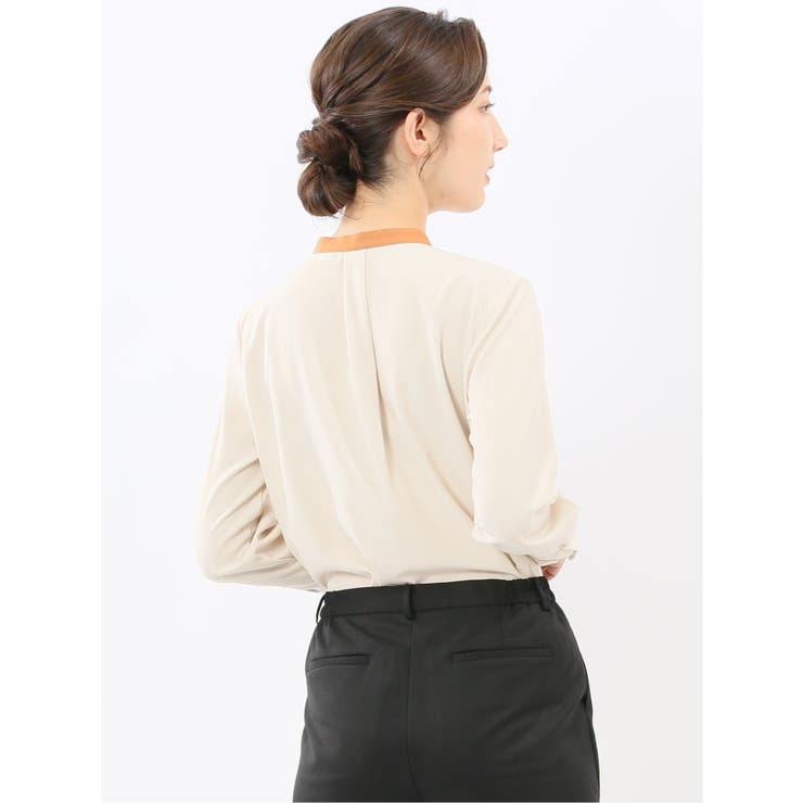 バンドカラー配色 比翼 長袖ブラウス | TAKA-Q WOMEN | 詳細画像21 