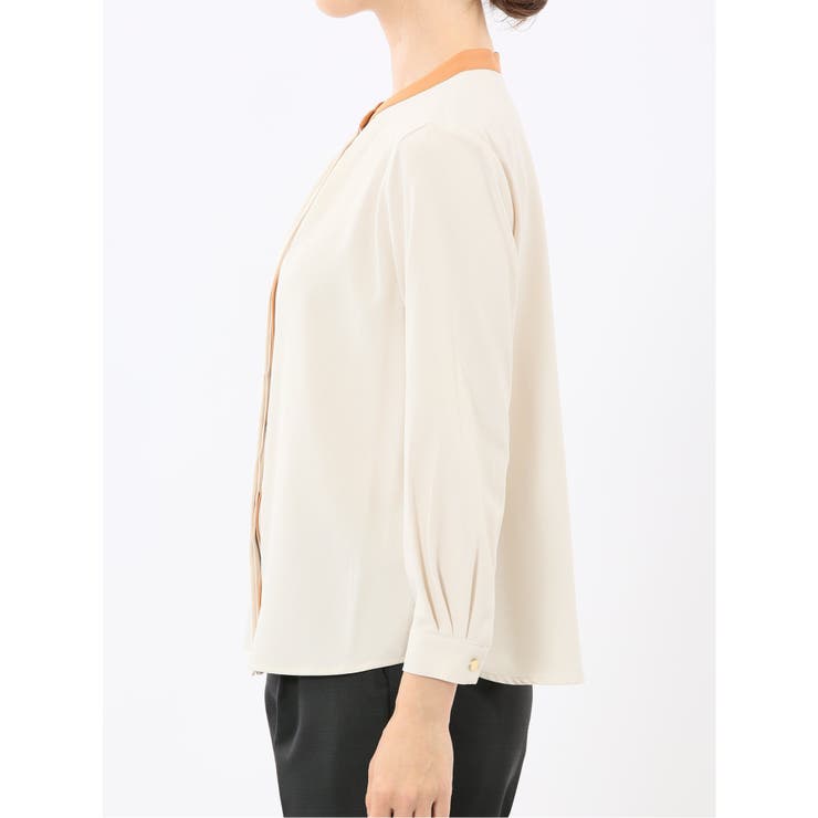 バンドカラー配色 比翼 長袖ブラウス | TAKA-Q WOMEN | 詳細画像25 