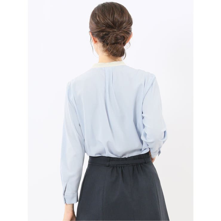 バンドカラー配色 比翼 長袖ブラウス | TAKA-Q WOMEN | 詳細画像30 