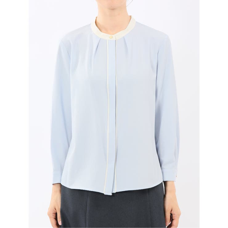 バンドカラー配色 比翼 長袖ブラウス | TAKA-Q WOMEN | 詳細画像33 