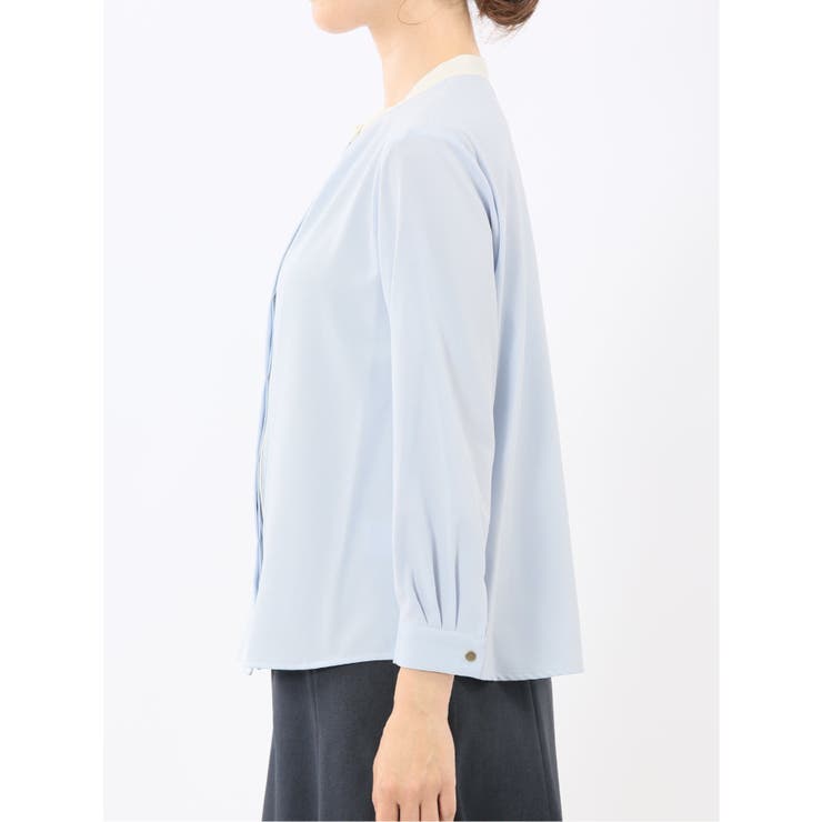 バンドカラー配色 比翼 長袖ブラウス | TAKA-Q WOMEN | 詳細画像34 