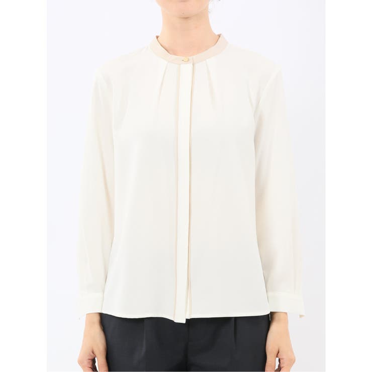 バンドカラー配色 比翼 長袖ブラウス | TAKA-Q WOMEN | 詳細画像6 