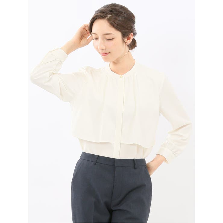レイヤード風 比翼 長袖ブラウス | TAKA-Q WOMEN | 詳細画像1 